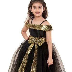 Girls Fit and Flare Off-Shoulder Tulle Gown Calf Length Special Occasion Party Dress